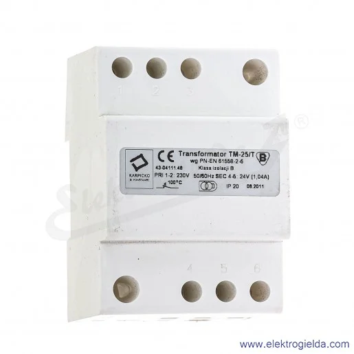 Transformator w obudowie 43-04111.48 TM-25 25VA 230/24V montaż DIN