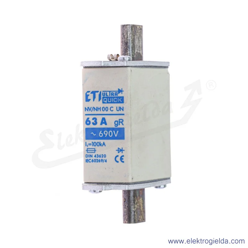 Wkładka bezpiecznikowa 004331026, nożowa NH00C, U-N, 63A, gR, 690VAC