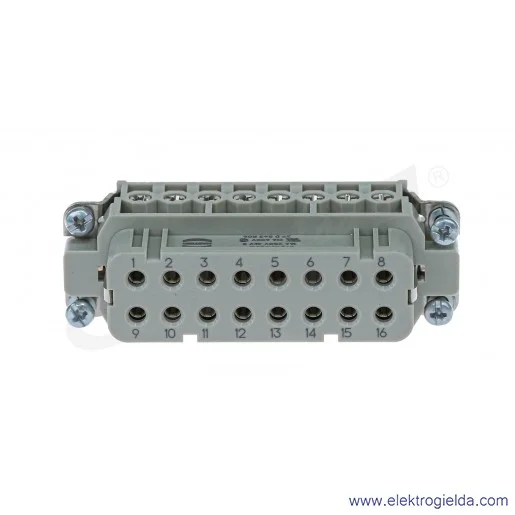 Złącze żeńskie 09200162812, HAN 16A-BU-S, HDC, 16P, 250V, 16A