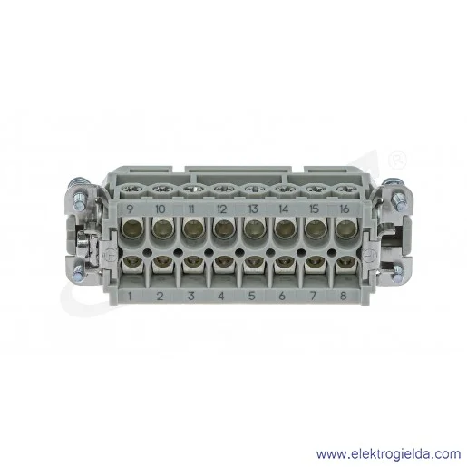 Złącze żeńskie 09200162812, HAN 16A-BU-S, HDC, 16P, 250V, 16A