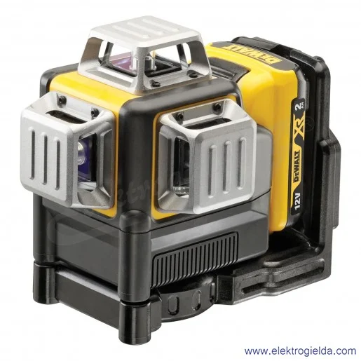 Laser krzyżowy DCE089D1R-QW z aku 12V 2Ah, w zestawie z walizką ładowarką i okularami, czerwona wiązka 3x360°, zasięg 30m Laser krzyżowy DCE089D1R-QW z aku 12V 2Ah, w zestawie z walizką ładowarką i okularami, czerwona wiązka 3x360°, zasięg 30m