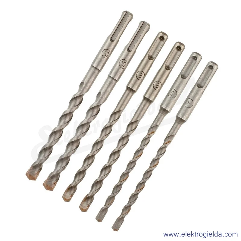 Zestaw 6 wierteł DT60302-QZ SDS+ 2x6 2x8 i 2x10mm do betonu i kamienia