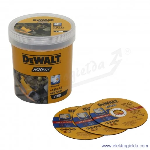 Tarcze do cięcia DT20540-QZ metalu INOX, 125x1mm 100 szt w wiaderku Tarcze do cięcia DT20540-QZ metalu INOX, 125x1mm 100 szt w wiaderku
