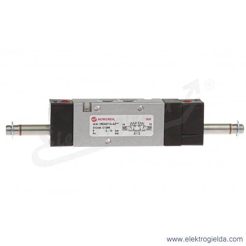 Zawór rozdzielający 5/3 G1/8 (APB) bistabilny,  sterowany elektromagnetycznie, pilot zasilany wewnętrznie, 3-8 bar, bez cewek V6