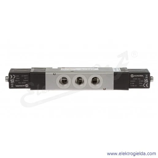 Zawór rozdzielający 5/2 G3/8 bistabilny, sterowany elektromagnetycznie, pilot zasilany wewnętrznie, 2-8 bar, V61B511A-A313J