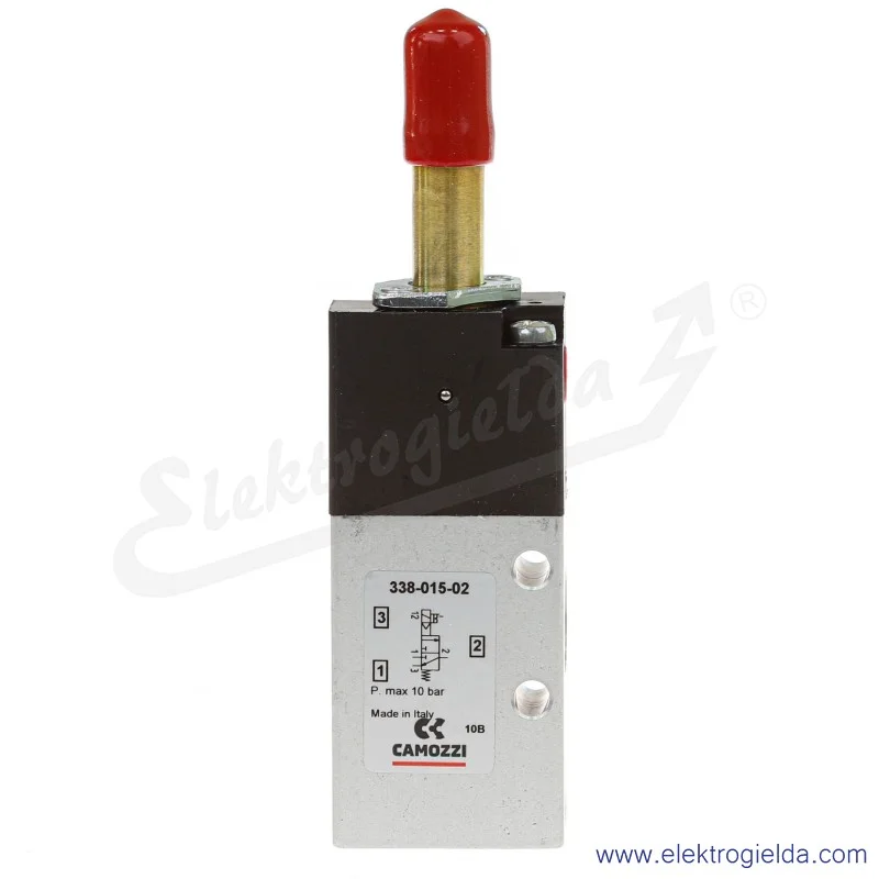 Zawór rozdzielający elektromagnetyczny 338-015-02, 3/2 NC, G1/8, monostabilny, 2.5-10 Bar, 700 l/min, bez cewki