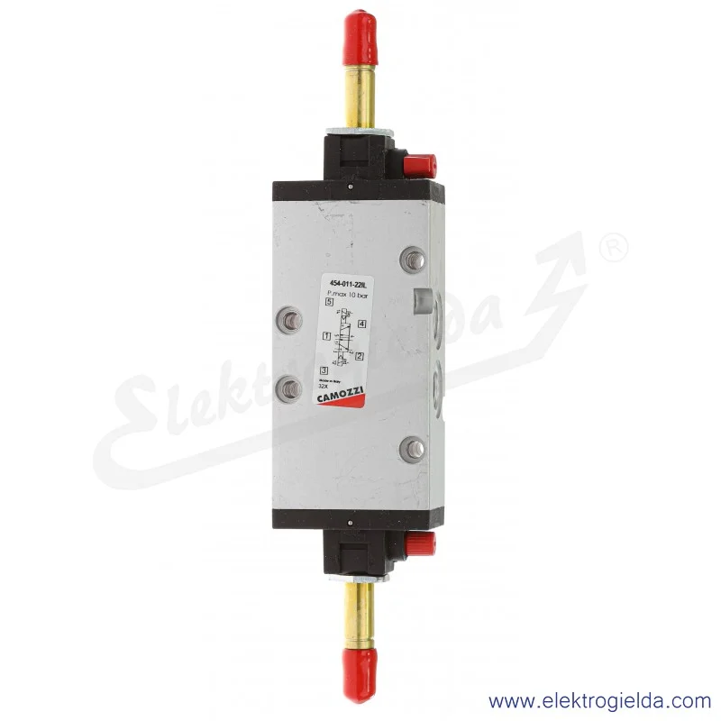454-011-22IL, 5/2 bistabilny, G1/4, 2-10 Bar, 1250 l/min, wysterowanie dźwignią, bez cewek
