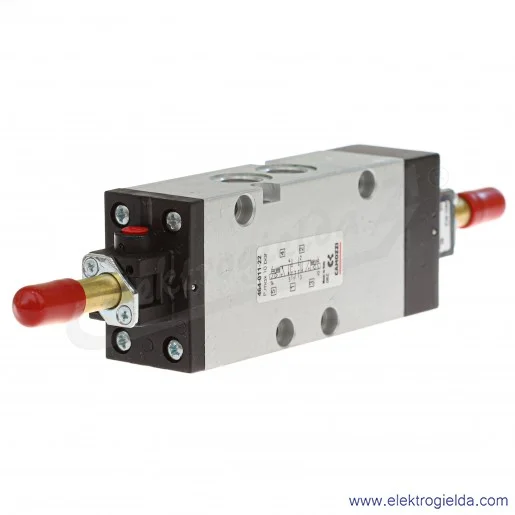Zawór rozdzielający elektromagnetyczny 464-011-22, 5/3 w pozycji środkowej zamknięty, G1/4, 2.5- 10 Bar, 1250 l/min, bez cewek