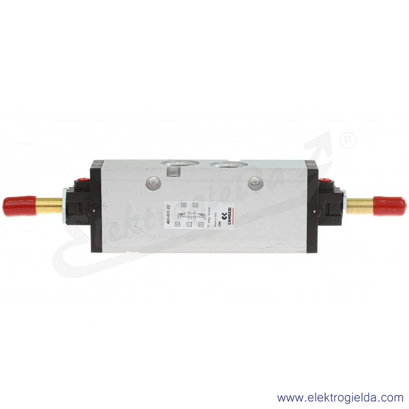 Zawór rozdzielający elektromagnetyczny 463-011-22, 5/3 w pozycji środkowej zamknięty, G3/8, 2.5-10 Bar, 1600 l/min, bez cewki