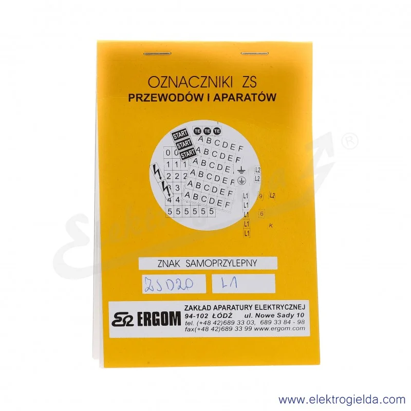 Znaki samoprzylepne E04ZP-02030402700, ZS D20/L1, 10x20 sztuk *L1*
