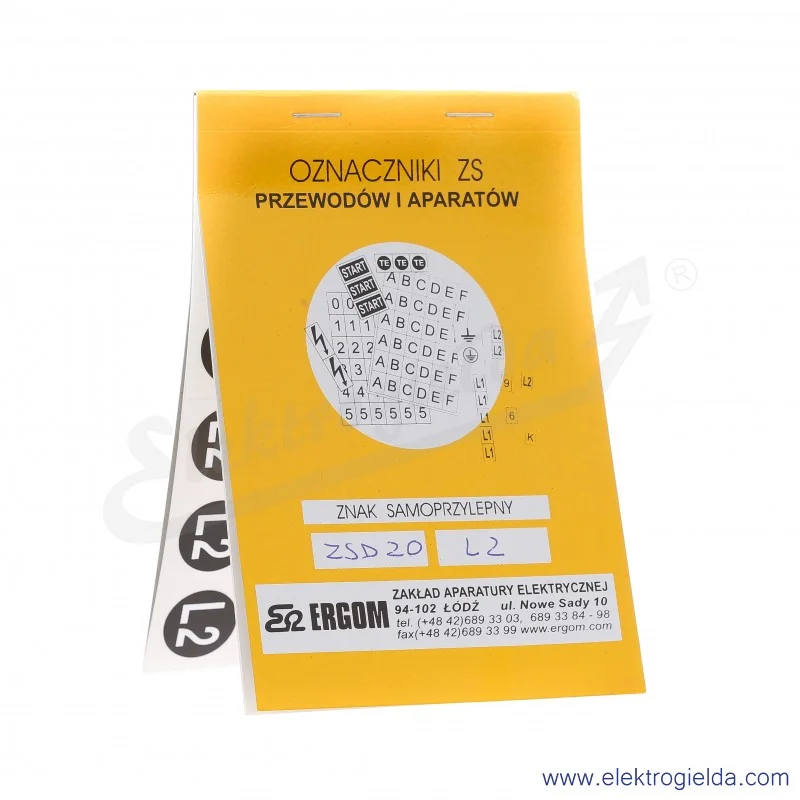 Znaki samoprzylepne E04ZP-02030402800, ZS D20/L2, 10x20 sztuk, *L2*
