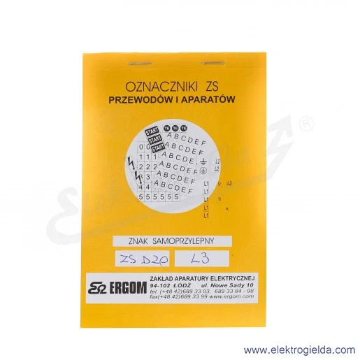 Znaki samoprzylepne E04ZP-02030402900, ZS D20/L3, 10x20 sztuk, *L3* Znaki samoprzylepne E04ZP-02030402900, ZS D20/L3, 10x20 sztuk, *L3*
