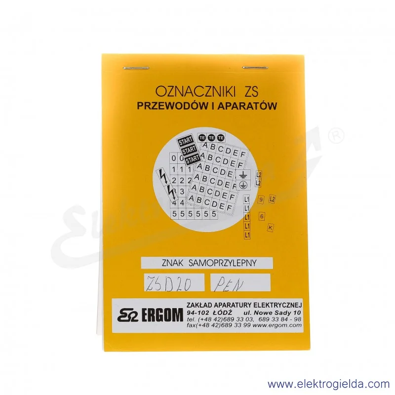 Znaki samoprzylepne E04ZP-02030403600, ZS D20/PEN, 10x20 sztuk, *PEN*