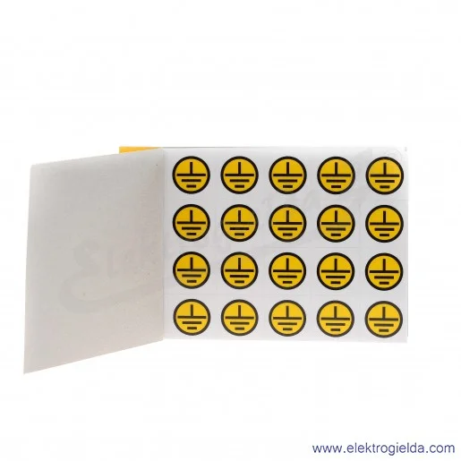 Znaki samoprzylepne E04ZP-02030404200, ZS D20/UZK, 10x20 sztuk, *UZK* - uziemienie