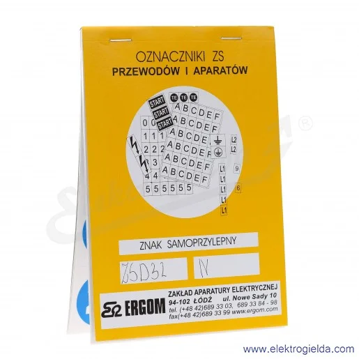 Znaki przylepne E04ZP-02030405300, ZS D32/N, 10 arkuszy po 12 sztuk, znak "N"