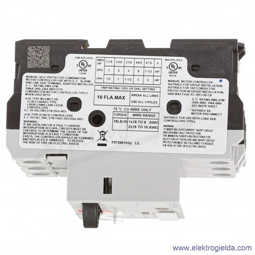 Wyłącznik silnikowy 101220 GPS1BSA K 6,3-10A 4kW, 100kA