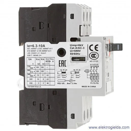 Wyłącznik silnikowy 101220 GPS1BSA K 6,3-10A 4kW, 100kA