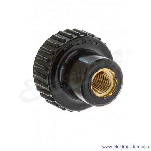 Pokrętło radełkowane 3203 B.259/30 B M10 wtopka mosiężna, otwór gwintowany M10, 31mm czarne