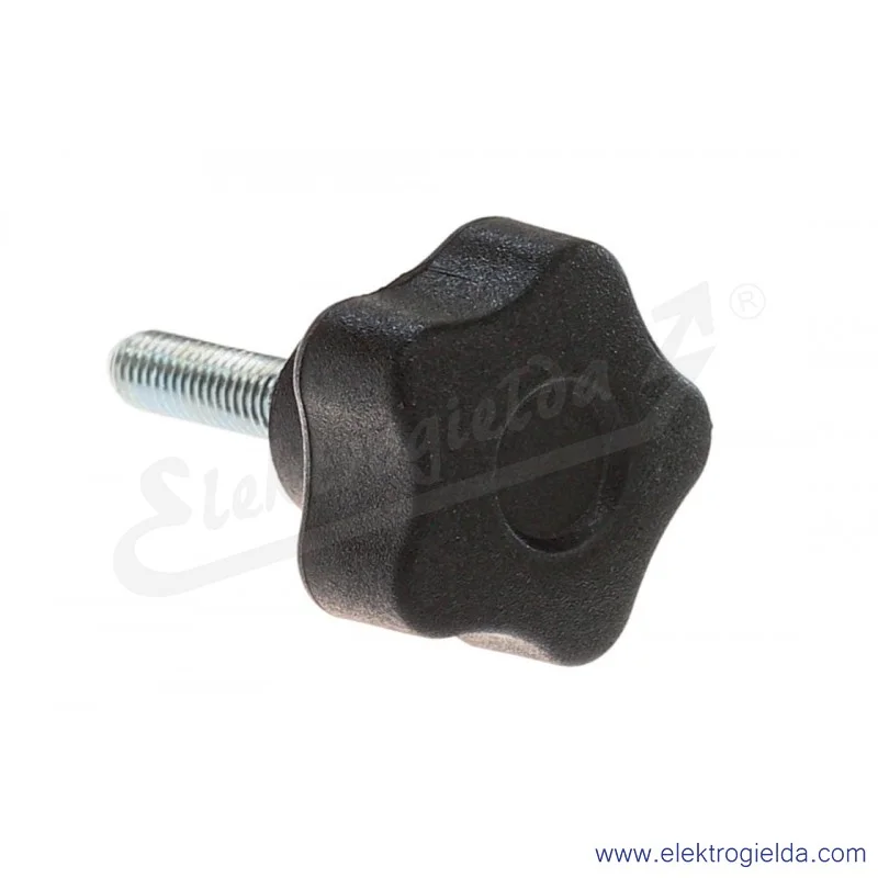 Pokrętło 69823-C9 VCT.25 P-M5X20-C9 trzpień gwintowany ze stali ocynkowanej M5x20mm, z zaślepką, czarne