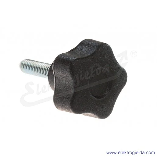 Pokrętło 69823-C9 VCT.25 P-M5X20-C9 trzpień gwintowany ze stali ocynkowanej M5x20mm, z zaślepką, czarne