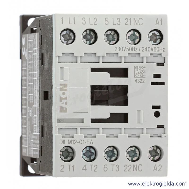 Stycznik mocy 190035 DILM12-01(230V50HZ,240V60HZ) 3P+1NC 5,5kW 12A Us 230VAC