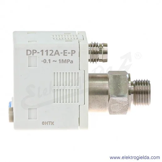 Czujnik ciśnienia DP-112A-E-P  -1..10bar, 1 wyjście PNP i 1 wyjście analogowe, zasilanie 12..24VDC, przyłącze G1/8, złącze M8 4P