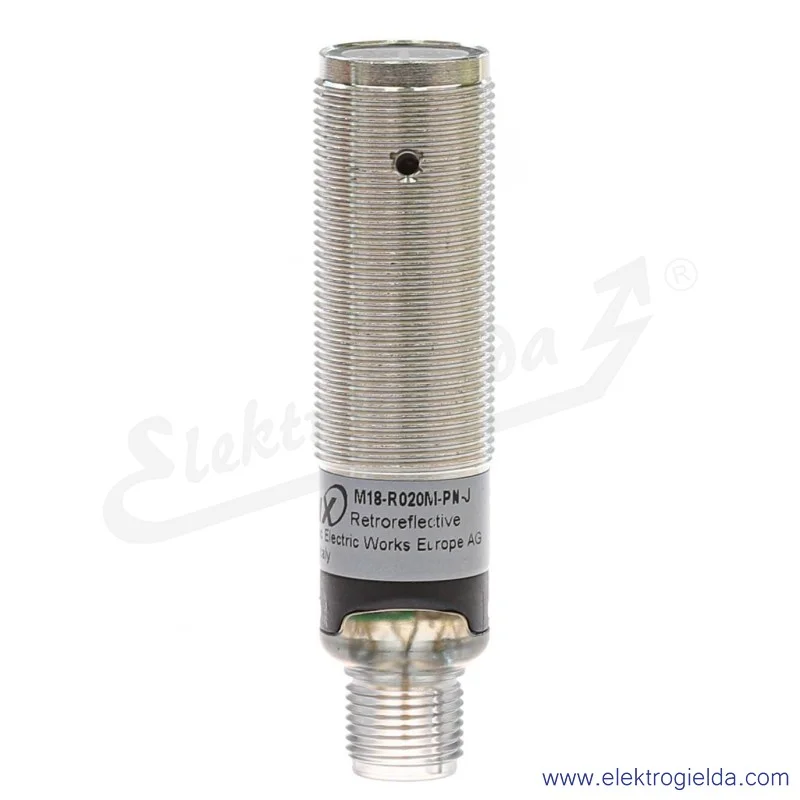 Czujnik refleksyjny M18-R020M-PN-J zasięg 0..2000mm, PNP, M12x1, zasilanie 10..30VDC