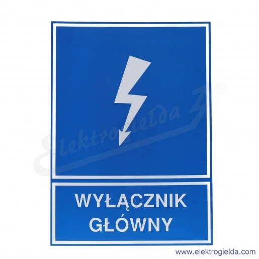 Tabliczka informacyjna E04TZ-01042150200, TZI 210*297p "WYŁĄCZNIK GŁÓWNY"
