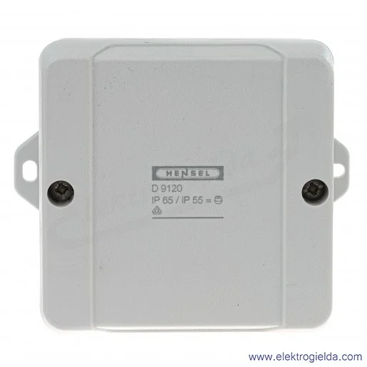 Puszka instalacyjna D 9120 Z, 88x88x53mm, z uszami, szara, IP65 + 4 dławiki