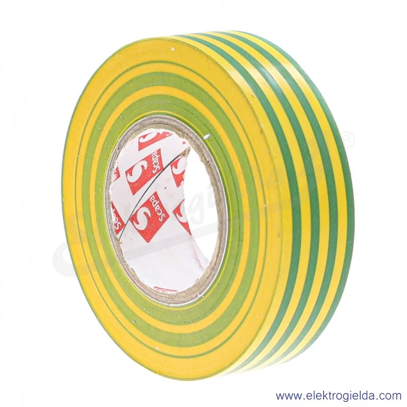 Taśma izolacyjna 102762 żółto-zielona, szerokość 19mm, długość 25m