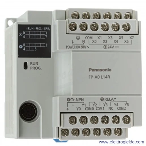 Jednostka centralna AFPX0L14R FP-X0 L14, zasilanie 230VAC, 8 wejść, 2 wyjścia NPN , 4wyjścia przekaźnikowe, 2.5 tysiąca kroków p Jednostka centralna AFPX0L14R FP-X0 L14, zasilanie 230VAC, 8 wejść, 2 wyjścia NPN , 4wyjścia przekaźnikowe, 2.5 tysiąca kroków p