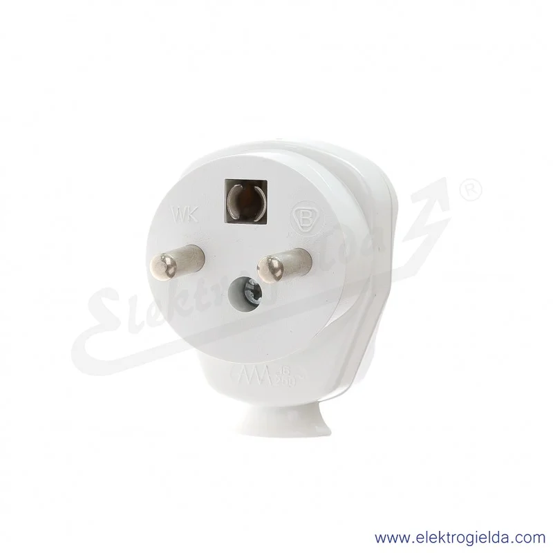 Wtyczka kątowa AWA WK biała 230V 2P+Z