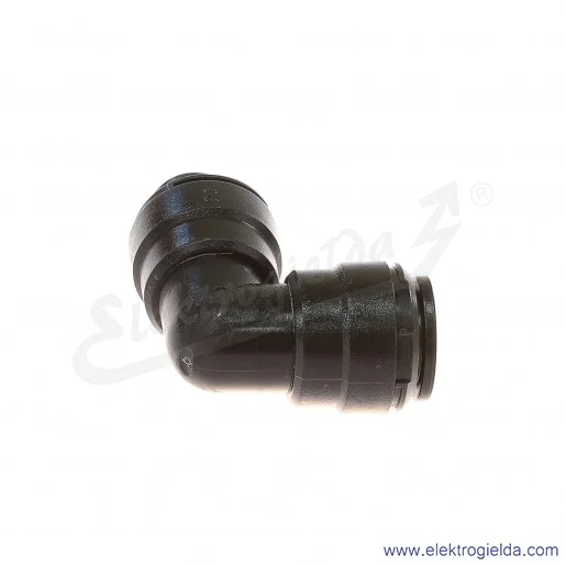 Adapter kolanka obrotowego 90° D02471028, G1/4, Fi 10, wykonanie z acetalu, przeznaczony dla przemysłu spożywczego, Pneufit D
