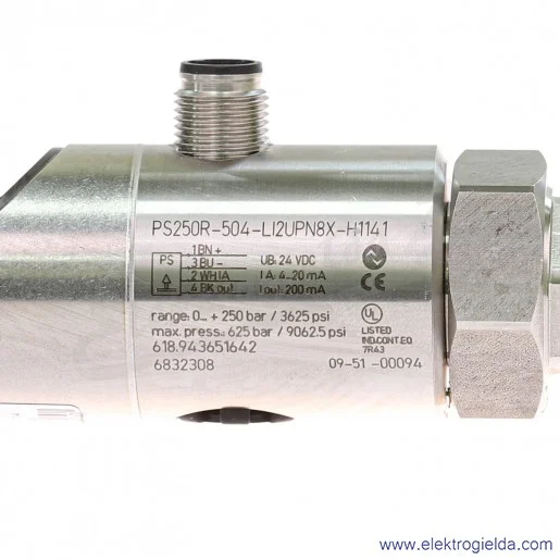 Wskaźnik ciśnienia 6832684 PS250R-504-2UPN8X-H114 przyłącze G1/4", 0..250Bar, wyświetlacz 4 cyfrowy