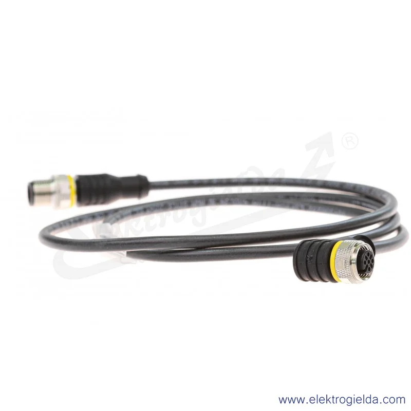 Kabel z gniazdem 6625639 WKC4.4T-1-RSC4.4T/TXL przewód PUR, 4-żyłowy, przewód 1m,  złącze żeńskie M12, kątowe, złącze męskie M12