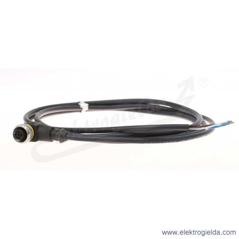 Kabel z gniazdem 6626163 WKC4.4T-P7X2-2/TEL przewód LED PUR, M12 4P, żeńskie, kątowe, 2m