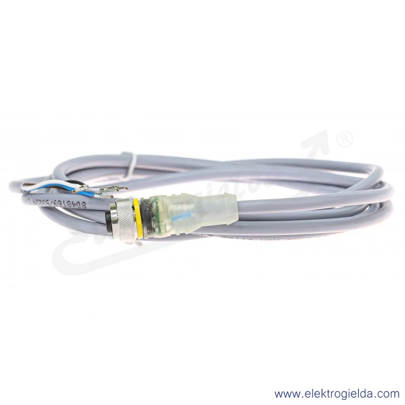 Kabel z gniazdem 6626162 RKC4.4T-P7X2-2/TEL przewód z LED PUR, 4-żyłowy, 2m, złącze M12, żeńskie, proste