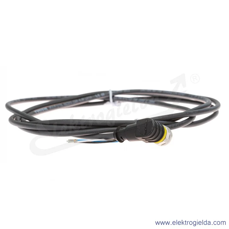 Kabel z gniazdem 6625515 WKC4.4T-2/TXL  Przewód PUR, 4-żyłowy, 2m, złącze M12, żeńskie, kątowe