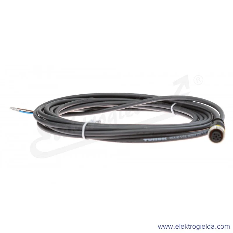 Kabel z gniazdem 6625504 RKC4.4T-5/TXL przewód PUR, 4-żyłowy, 5m, złącze M12, żeńskie, proste