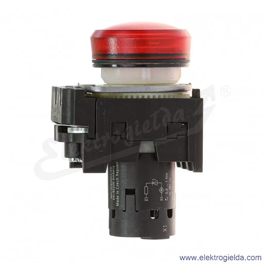 Lampka sygnalizacyjna 3SU1201-6AB20-1AA0 kompaktowa okrągła fi 22mm, z tworzywa, czerwona z soczewką, gładka, 24VAC/DC