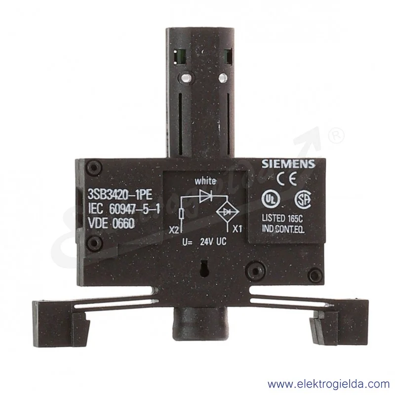 Oprawka LED 3SB3420-1PE biała 24VAC/DC, do mocowania w części dolnej kasety
