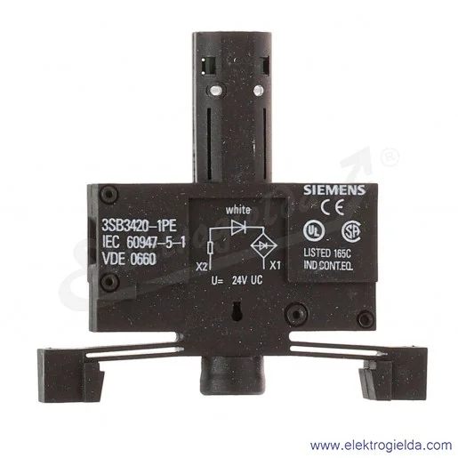 Oprawka LED 3SB3420-1PE biała 24VAC/DC, do mocowania w części dolnej kasety