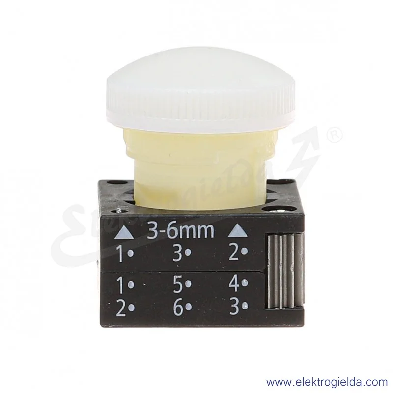 Główka lampki 3SB3001-6BA60 biała 40mm, otwór fi 22mm
