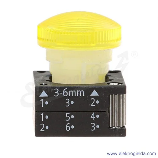 Główka lampki 3SB3001-6BA30 żółta 40mm, otwór fi 22mm Główka lampki 3SB3001-6BA30 żółta 40mm, otwór fi 22mm
