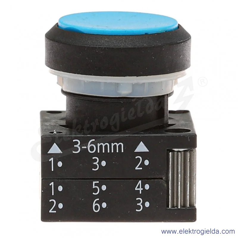 Napęd przycisku 3SB3000-0DA51 bistabilny, kryty, płaski, kolor niebieski, fi 22mm