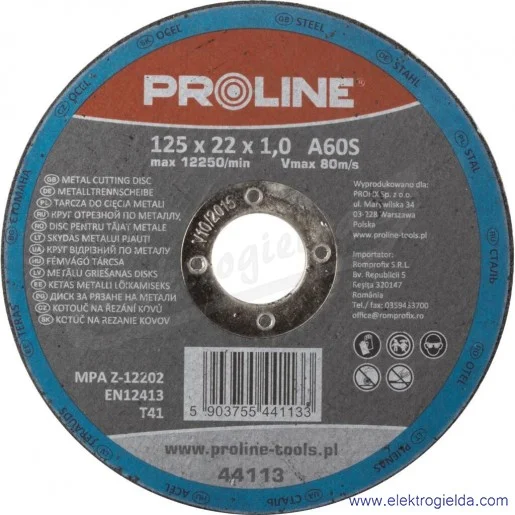 Tarcza do cięcia metalu 44113 grubość 1mm,  średnica 125 mm