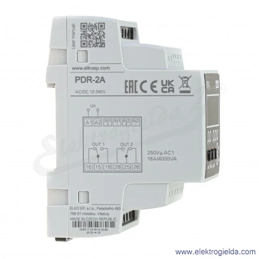 Przekaźnik czasowy PDR-2A/UNI PDR-2/A UNI 12-240 VAC/DC wielofunkcyjny programowalny, dwa wyjścia, 16 funkcji, czas 0.01s-99h