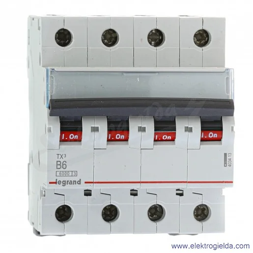 Wyłącznik nadprądowy S304 B 6 4P 6kA AC TX3