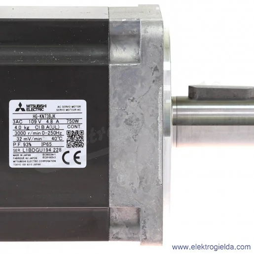 Silnik servo 282638 HG-KN73BJK Servomotor HG-KN 200VAC, 750W, 2.4 Nm max 7.2 Nm, z hamulcem, z rowkiem