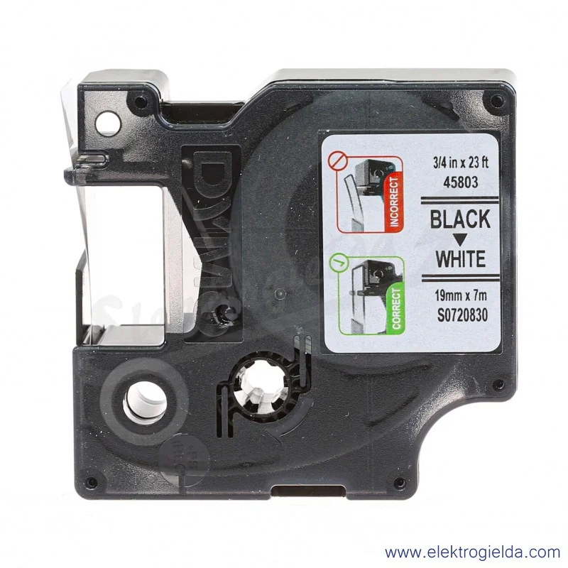 Taśma Dymo S0720830 45803 D1 19mmX7M czarny/biały czarny nadruk biała taśma
